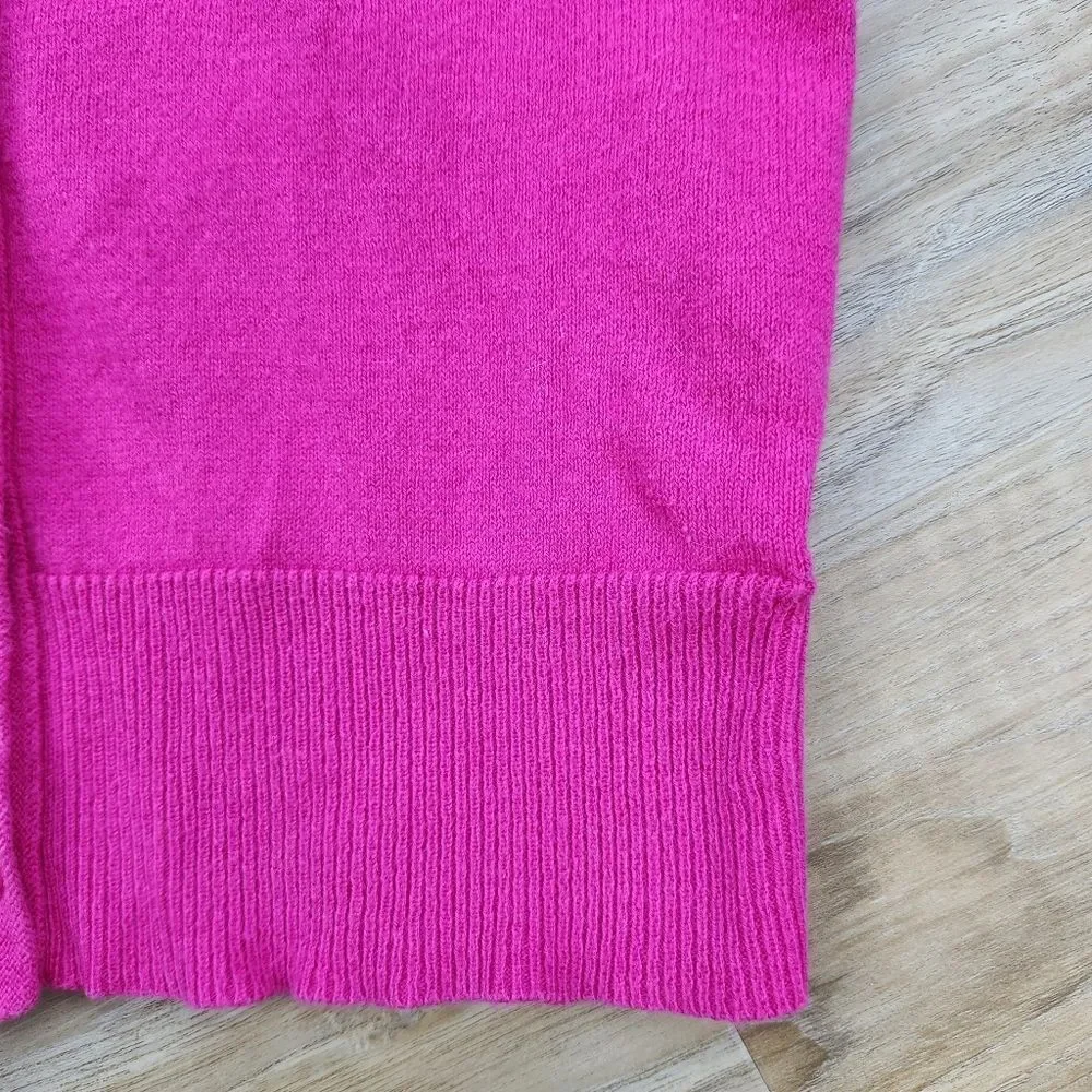 🩵Old Navy Pink Vneck Button Crop 3/4 Sleeve Sweater Youth Medium